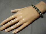 Very Rare!! Vintage Native American Navajo Squared Royston Turquoise Sterling Silver Bracelet-Nativo Arts