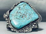 Colossal Hand Carved Bear Turquoise Vintage Native American Navajo Sterling Silver Bracelet-Nativo Arts