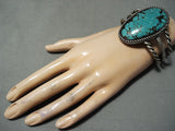 Heavy Coiled Sterling Silver Vintage Native American Navajo Spiderweb Turquoise Bracelet-Nativo Arts