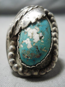 Astonishing Vintage Native American Navajo Turquoise Sterling Silver Ring Old-Nativo Arts