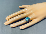 Lovely Vintage Native American Navajo Old Kingman Turquoise Sterling Silver Ring-Nativo Arts