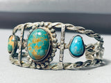 Early Vintage Native American Navajo Nevada Green Turquoise Sterling Silver Bracelet-Nativo Arts