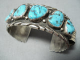 Unforgettable Vintage Native American Navajo Kingman Turquoise Sterling Silver Bracelet Old-Nativo Arts