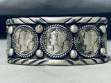 Rare San Felipe Signed Sterling Silver Coins Bracelet-Nativo Arts