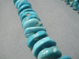 Exceptional Vintage Native American Navajo Thick Turquoise Sterling Silver Necklace-Nativo Arts