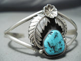 Marvelous Vintage Native American Navajo Morenci Turquoise Sterling Silver Bracelet Old-Nativo Arts