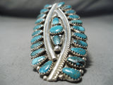 Amazing Native American Navajo Turquoise Cluster Sterling Silver Ring-Nativo Arts