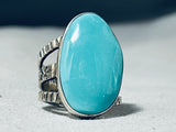 Exceptional San Felipe Kingman Turquoise Sterling Silver Huge Ring-Nativo Arts