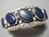 Best Vintage Native American Navajo Slanted Lapis Sterling Silver Bracelet Old-Nativo Arts