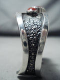 Rare Signed Navajo Native American Coral Sterling Silver Bracelet-Nativo Arts