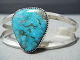 Outstanding Native American Navajo Pilot Mountain Turquoise Sterling Silver Bracelet-Nativo Arts