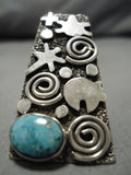 One Of Most Intricate Native American Navajo Turquoise Sterling Silver Ring-Nativo Arts
