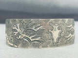 Elevated Detail Vintage Native American Navajo Eagle Sterling Silver Hand Carved Bracelet-Nativo Arts