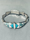 Most Intricate Vintage Native American Navajo Turquoise Opal Sterling Silver Link Bracelet-Nativo Arts