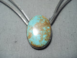 Unique Vintage Native American Navajo 8 Turquoise Sterling Silver Necklace-Nativo Arts