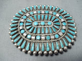 Gigantic Vintage Zuni Native American Turquoise Cluster Sterling Silver Buckle-Nativo Arts