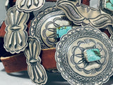 One Of The Best Vintage Native American Navajo Hand Tooled Sterling Silver Turquoise Concho Belt-Nativo Arts