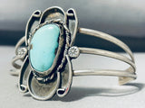 Majestic Vintage Native American Navajo Old Kingman Turquoise Sterling Silver Bracelet-Nativo Arts