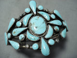 Tremendous Vintage Native American Navajo Turquoise Sterling Silver Bracelet Old-Nativo Arts