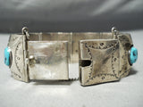 One Of The Best Vintage Native American Navajo Turquoise Link Sterling Silver Bracelet-Nativo Arts
