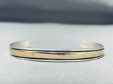 Exquisite Vintage Native American Navajo Sterling Silver And 14k Gold Bracelet Signed-Nativo Arts
