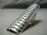 Towering Zuni Native American Turquoise Sterling Silver Ring-Nativo Arts