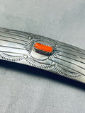 Elegant Native American Navajo Coral Sterling Silver Barette-Nativo Arts