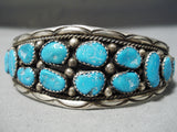 Magnificent Vintage Native American Navajo Turquoise Sterling Silver Bracelet Old-Nativo Arts