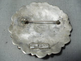 Joe Wilson Vintage Native American Navajo Old Kingman Turquoise Cluster Sterling Silver Pin Old-Nativo Arts