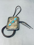Sensational Vintage Native American Navajo Old Kingman Turquoise Sterling Silver Bolo Tie-Nativo Arts