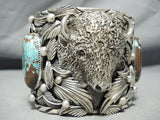 232 Gram Heavy Native American Buffalo Turquoise Sterling Silver Bracelet-Nativo Arts