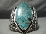 Towering Massive Vintage Native American Navajo Spiderweb Turquoise Sterling Silver Bracelet Old-Nativo Arts