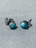 Simplistic Vintage Native American Navajo Turquoise Sterling Silver Earrings-Nativo Arts