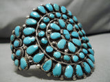 One Of Best Vintage Native American Navajo Blue Diamond Turquoise Sterling Silver Bracelet Old-Nativo Arts