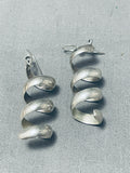 Eye-catching Handmade Spiral Native American Navajo Sterling Silver Corkscrew Earrings-Nativo Arts