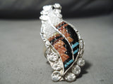 Impressive Vintage Native American Zuni Turquoise Sterling Silver Ring Old-Nativo Arts