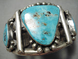 Opulent Vintage Native American Navajo Huge Turquoise Sterling Silver Bracelet Old-Nativo Arts