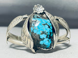 Leaf Protection Vintage Native American Navajo Morenci Turquoise Sterling Silver Bracelet-Nativo Arts