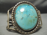 One Of The Best Earth Blue Turquoise Vintage Native American Navajo Sterling Silver Bracelet-Nativo Arts