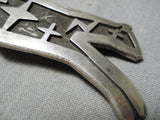 Important Vintage Hopi Duane Maktima Sterling Silver Cat Pin Native American-Nativo Arts