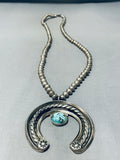 Very Old Hand Tooled Vintage Native American Navajo Sterling Silver Turquoise Necklace-Nativo Arts