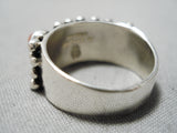 Excellent Navajo Coral Sterling Silvercross Ring Native American-Nativo Arts