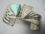 High Quality Vintage Native American Navajo Carico Lake Turquoise Sterling Silver Bracelet-Nativo Arts