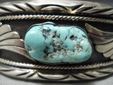 Thick Heavy!! Vintage Native American Navajo Light Blue Turquoise Sterling Silver Bracelet Old-Nativo Arts