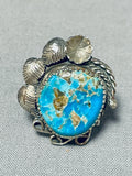 Superior Vintage Native American Navajo Kingman Turquoise Sterling Silver Ring-Nativo Arts