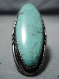 Exquisite Vintage Native American Navajo Green Turquoise Sterling Silver Ring Old-Nativo Arts