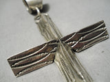 Native American Quality Vintage Navajo Hand Tooled Sterling Silver Cross Pendant-Nativo Arts