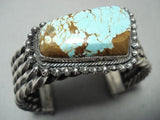 Very Heavy Coil Vintage Native American Navajo #8 Turquoise Sterling Silver Bracelet-Nativo Arts