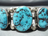 Signed Native American Navajo Sleeping Beauty Turquoise Sterling Silver Bracelet-Nativo Arts