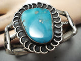 Swirling Waves Vintage Native American Navajo Turquoise Sterling Silver Bracelet Old-Nativo Arts